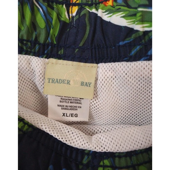 Trader Bay Mens XL Swimtrunk Multicolor Elastic Waist Back Pocket Tropical Print - Picture 4 of 6